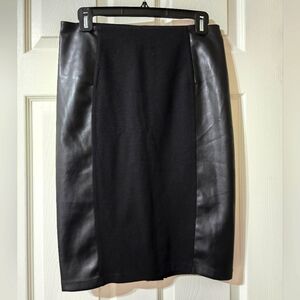 Liverpool Ponte Knit Pencil Skirt w/ Faux Leather Side Panels, Size 4, EUC!